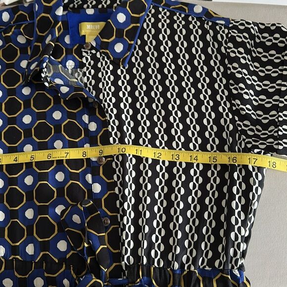 Anthropologie Maeve Contrast Midi Shirt Dress Patchwork Boho Short Sleeve Size S - Picture 10 of 11